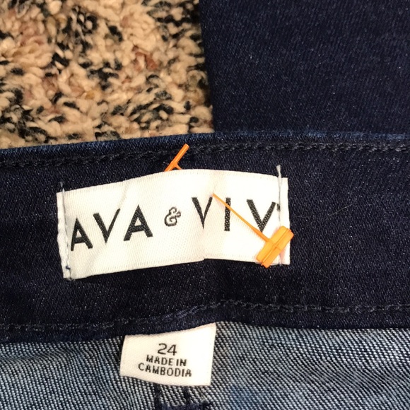 AVA & VIV Wide Leg High Rise Relaxed Dark Blue Denim Trousers Var Sizes | NWT - Picture 9 of 9